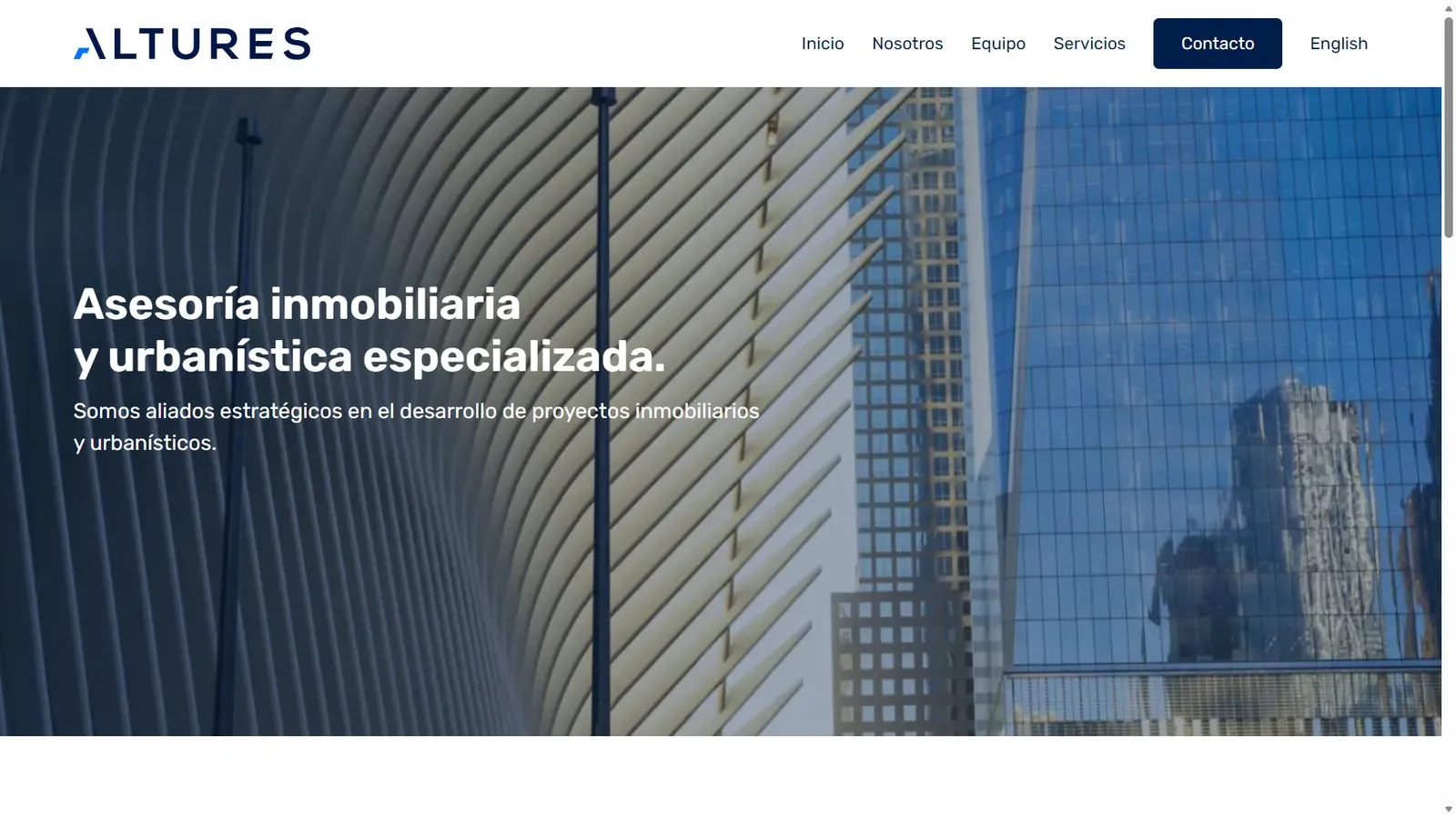 Sitio web de Altures, firma de derecho inmobiliario en Colombia
