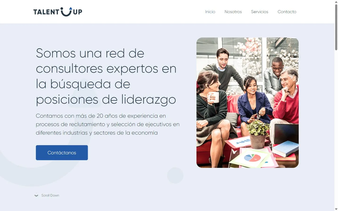 Sitio web de Talent-Up, red de consultores de headhunting en Colombia
